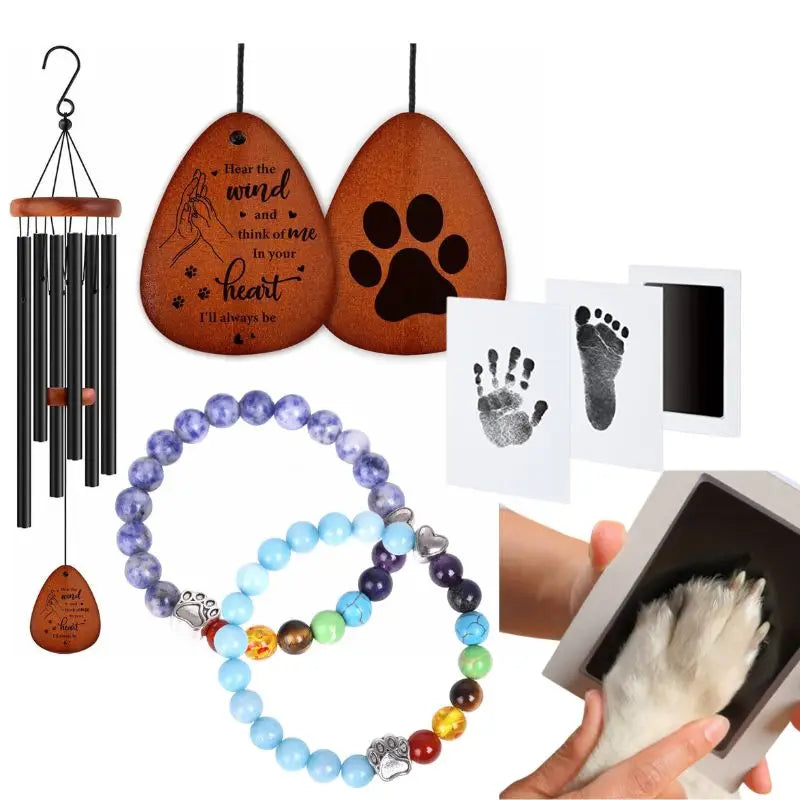 Honor Your Pet's Memory with Luxury Wind Chime Pet Paw Print Memorial Bracelet for Indoor & Outdoor Living Space