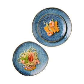 China Factory Stocked Irregular Oval Shape Ceramic Dinner Sushi Cheese Dish Plate Stoneware Porcelain Snack Platter Tableware