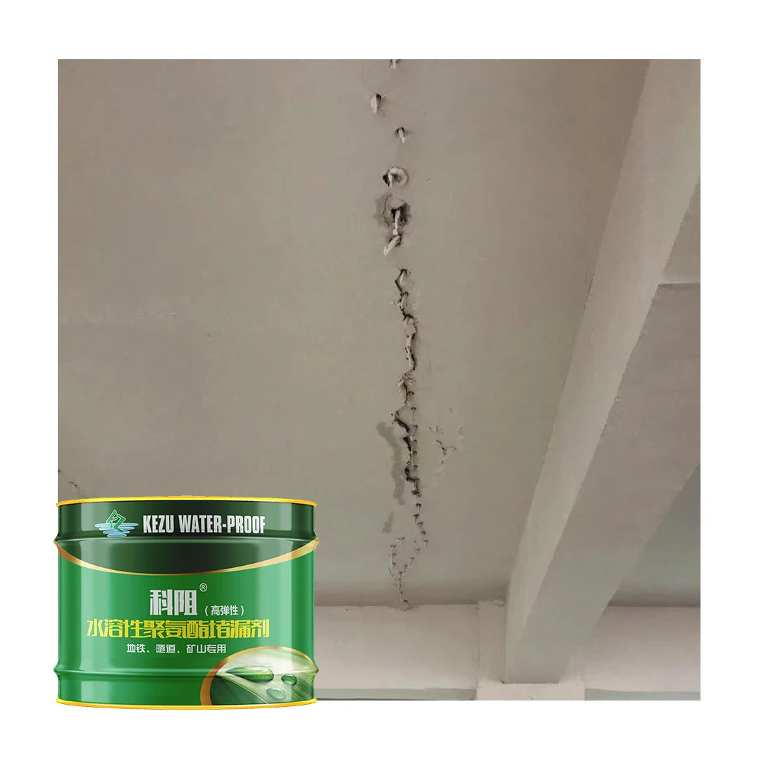 Repair of Concrete Leakage with Single Component Hydrophilic Polyurethane Grout PU Grouting Material KEZU KZ-25 High Density