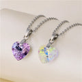 DAIHE Fashion Popular Stainless Steel Love Heart Necklace Female Jewelry Diamond Dainty Heart Necklace for Gifts