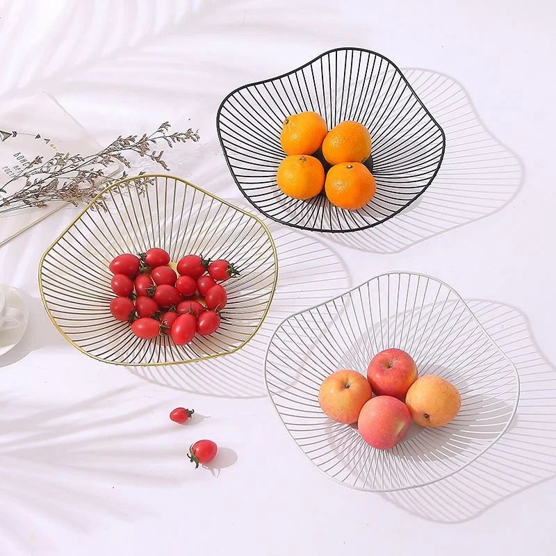 Simple Wrought Iron Fruit Basket Nordic Modern Home Living Room Fruit Plate Snacks Creative Fruit Bowl Storage Basket