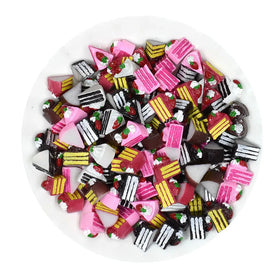 Simulated Strawberry Triangle Cake Resin Flatback Cabochon for DIY Jewelry Making Doll House Miniature Food Slime Filler