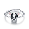 Charming Chihuahua Cute Puppy Silver S925 Ring Gemstone Sterling Open Ring for Young Girls' Weddings and Engagements