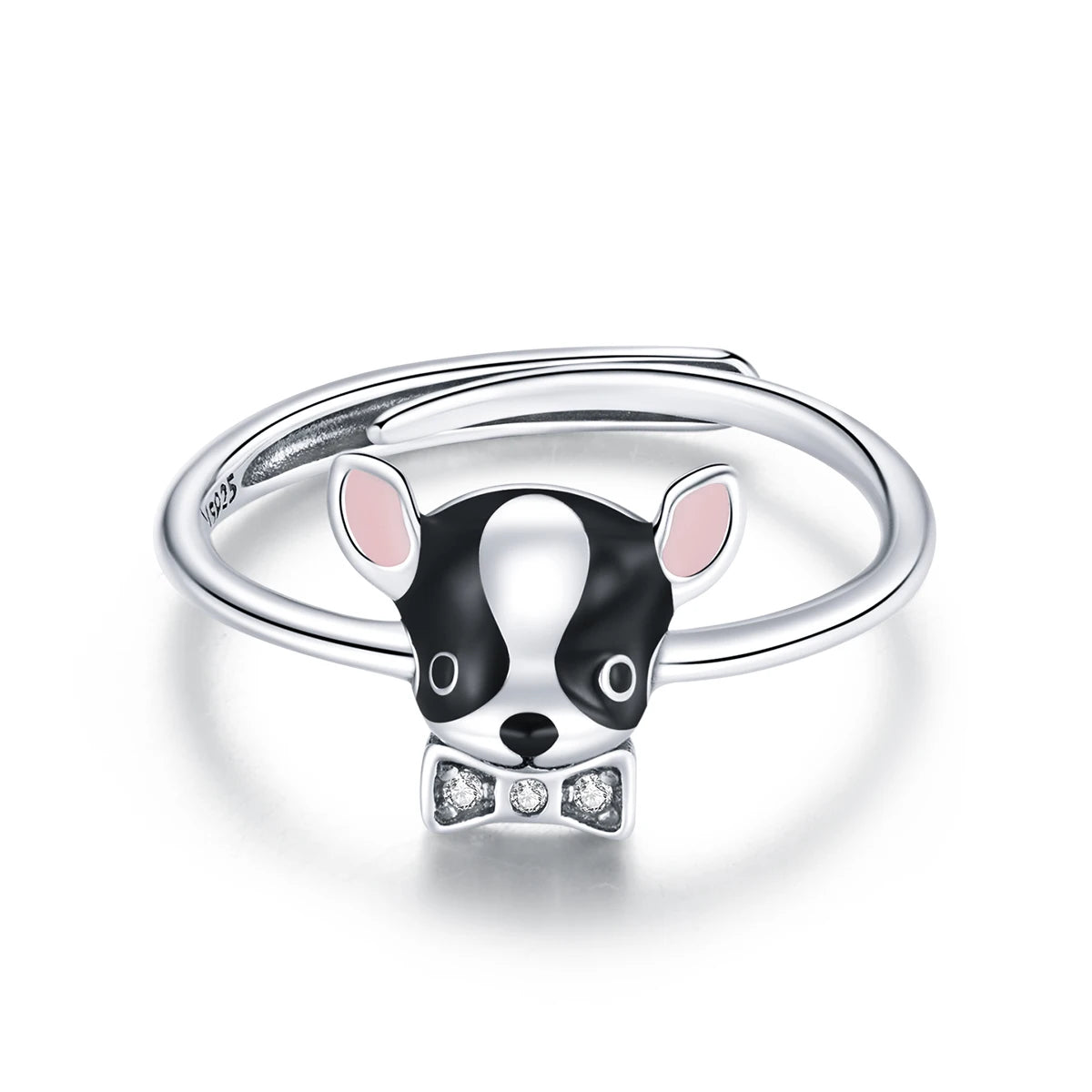 Charming Chihuahua Cute Puppy Silver S925 Ring Gemstone Sterling Open Ring for Young Girls' Weddings and Engagements
