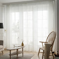 ZSTARR Modern Stylish Window Curtains Linen Style Sheer Curtain for Living Room