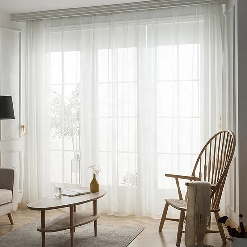 ZSTARR Modern Stylish Window Curtains Linen Style Sheer Curtain for Living Room