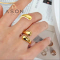 Ason Fashion Jewelry Rings Stainless Steel Hug Ring Tarnish Free Jewelry 18K Gold Plated Open Hug Adjustable Ring for Women