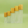 30ml 50ml 100ml 120ml 150ml clear Frosted Glass Bottle with Bamboo and Wood Lid Spray Pump Bottle Lotion Bottle for Perfume