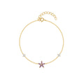 CANNER 925 Sterling Silver Purple Zircon Flower Diamond Heart Small Charms Women Adjustable Bracelet