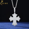 Hip Hop Mens Party Gift Jewelry 925 Sterling Silver Fully Moissanite Diamond 2 Layer Iced Out Iris Cross Pendant