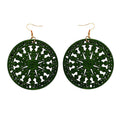 Cheap Punk Dangle Hollow Wood Earrings Gold Hook Jewelry Ornament Handmade Fashion Geometric Round Laser Cutting Wooden Earrings