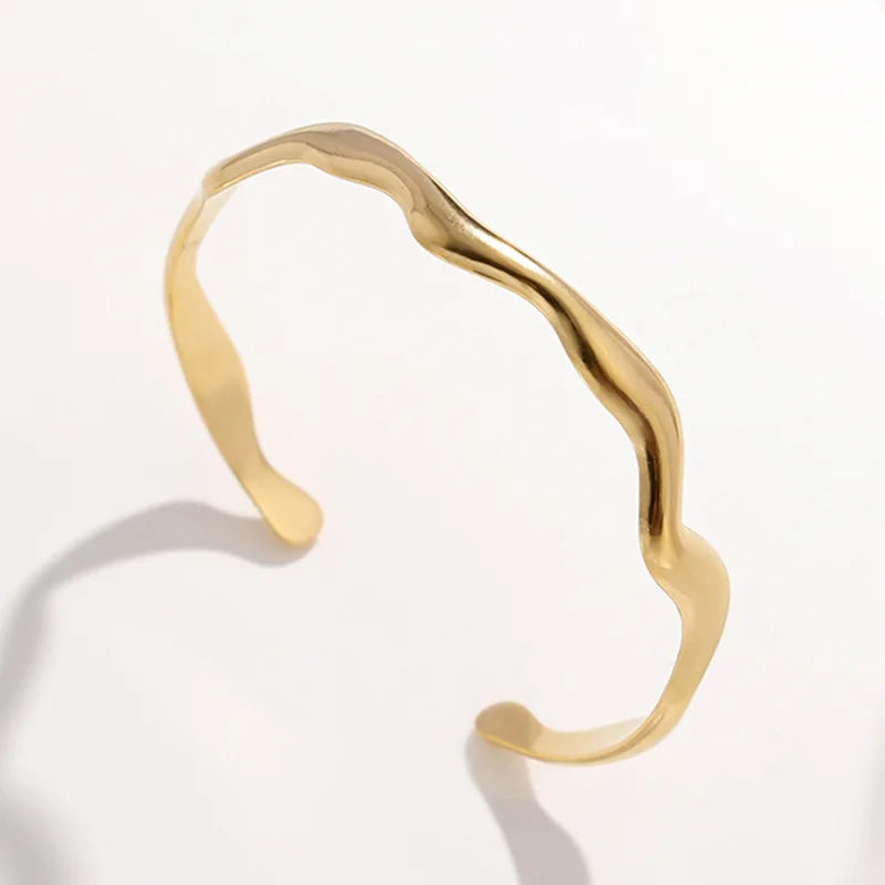 HOVANCI 18K PVD Gold Plated Silver Everyday Wearing Basic Style High Polished Smooth Surface Bangle for Women