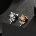 Wholesale Custom Cute Bowknot Floral Cartilage Stud Earrings Women Trendy Gold Party Jewelry Copper Piercing Zircon