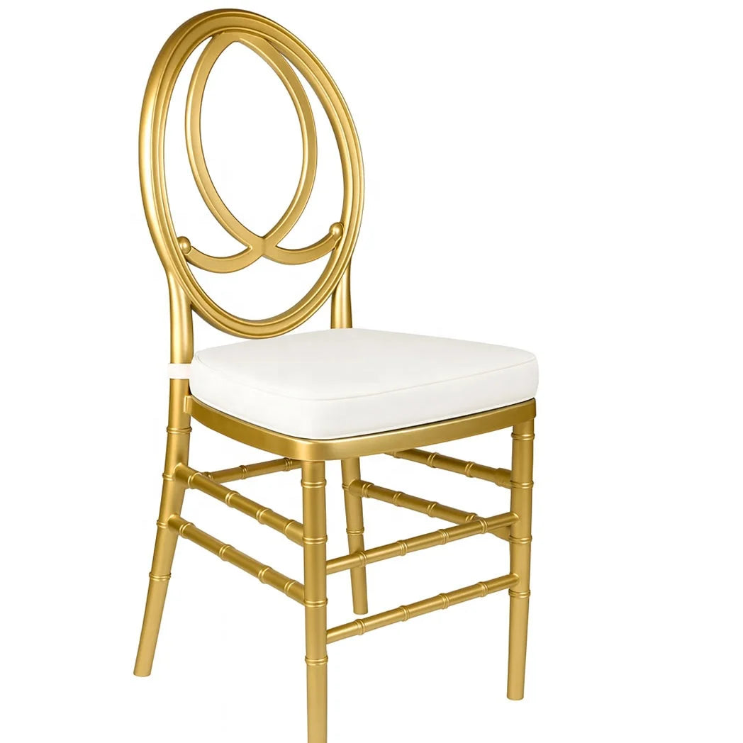 Knock Down PP PC Phoenix Back Event Chair with Gold Metal Finish for Wedding and Hotel Banquet Seating