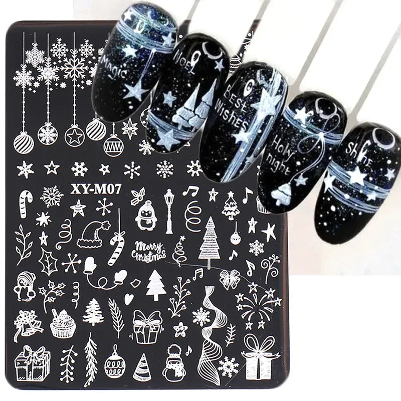 Xmas Snowflake Leaf Image Christmas Transfer Nail Stamping Plates Stainless Steel Manicure Scissors