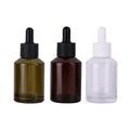Great Quality Empty 2oz 60ml Slanted Shoulder Amber Face Eye Oil Serum Dropper Bottle with Matte Black Lid or White Lid