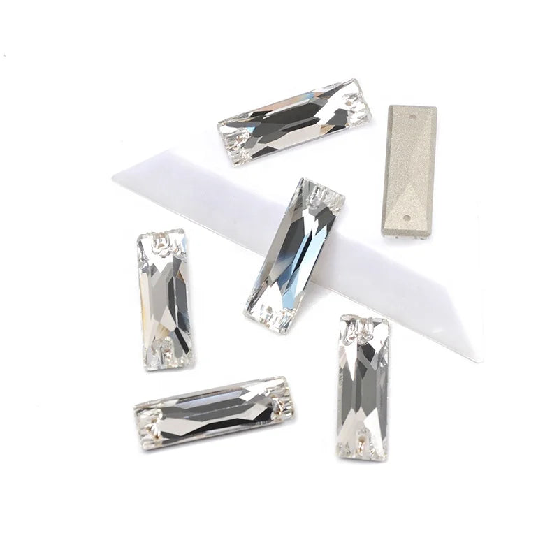 3255 Crystal  Clear  Color  Rectangle Strip Strass Rhinestone Sewn Flat Back Beads Sew on Rhinestone for Dresses