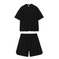 Men's Sets Breathable Waffle Round Neck Blank Two Piece Summer Shirt and Short Set for Men