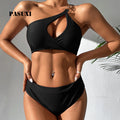 PASUXI Sexy 2 Piece Bikini Set Women One Shoulder Hollow Out Swimwear 2026 Solid Push up Thong Swimsuit Summer Bathing Suit