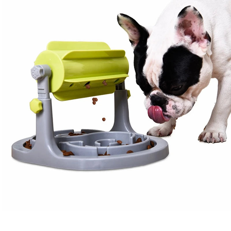 Height Adjustable Pet IQ Training Intelligent Dog Slow Feeder Bowl Funny Spin Training Dog Feeder Smart Plastic Dog Food Bowl