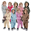 2024 Autumn and Winter Children's Hooded Sweatshirt Sports Suit Fleece-lined Thermal Children's Clothing Two-piece Set