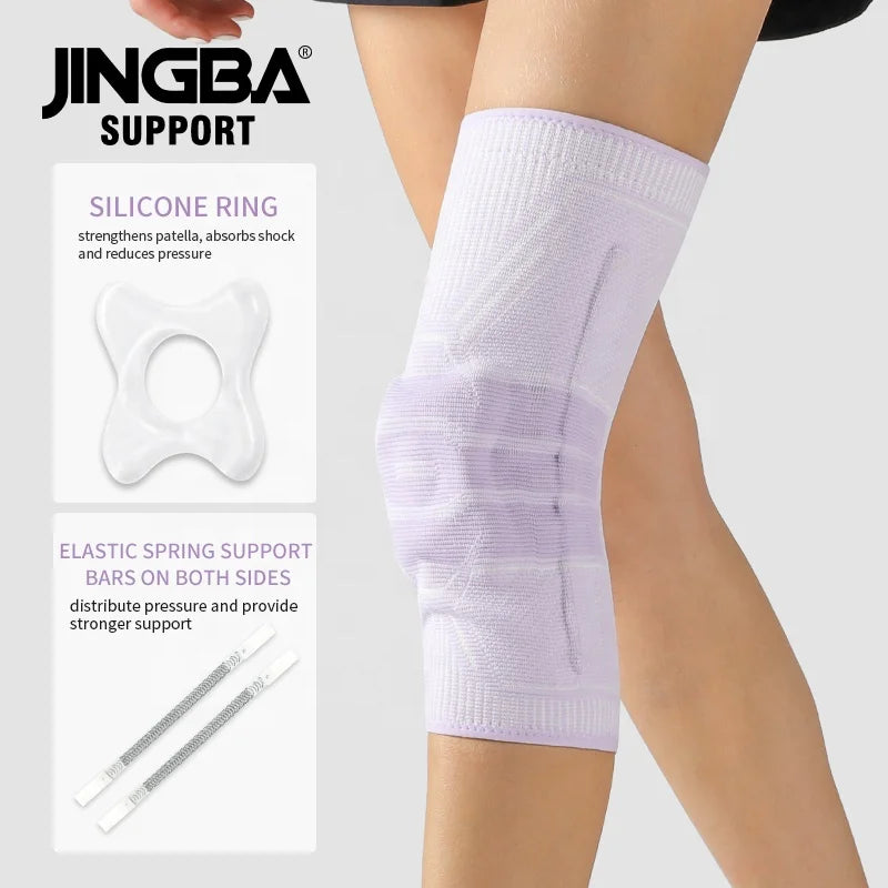 JINGBA Fast Delivery Unisex Comfortable Elastic Patella Knee Brace Knee Compression Sleeve Knee Brace with Silicone for Sports