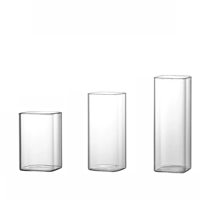 Custom Logo Christmas Festive Crystal Vertical Straight Square Drinking Glass Gift Set of 3