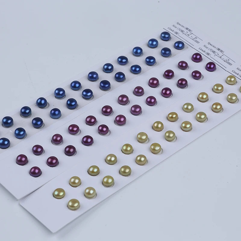 7.5-8mm Natural Freshwater Purple Blue Yellow Loose Button Pearl for Earring Making