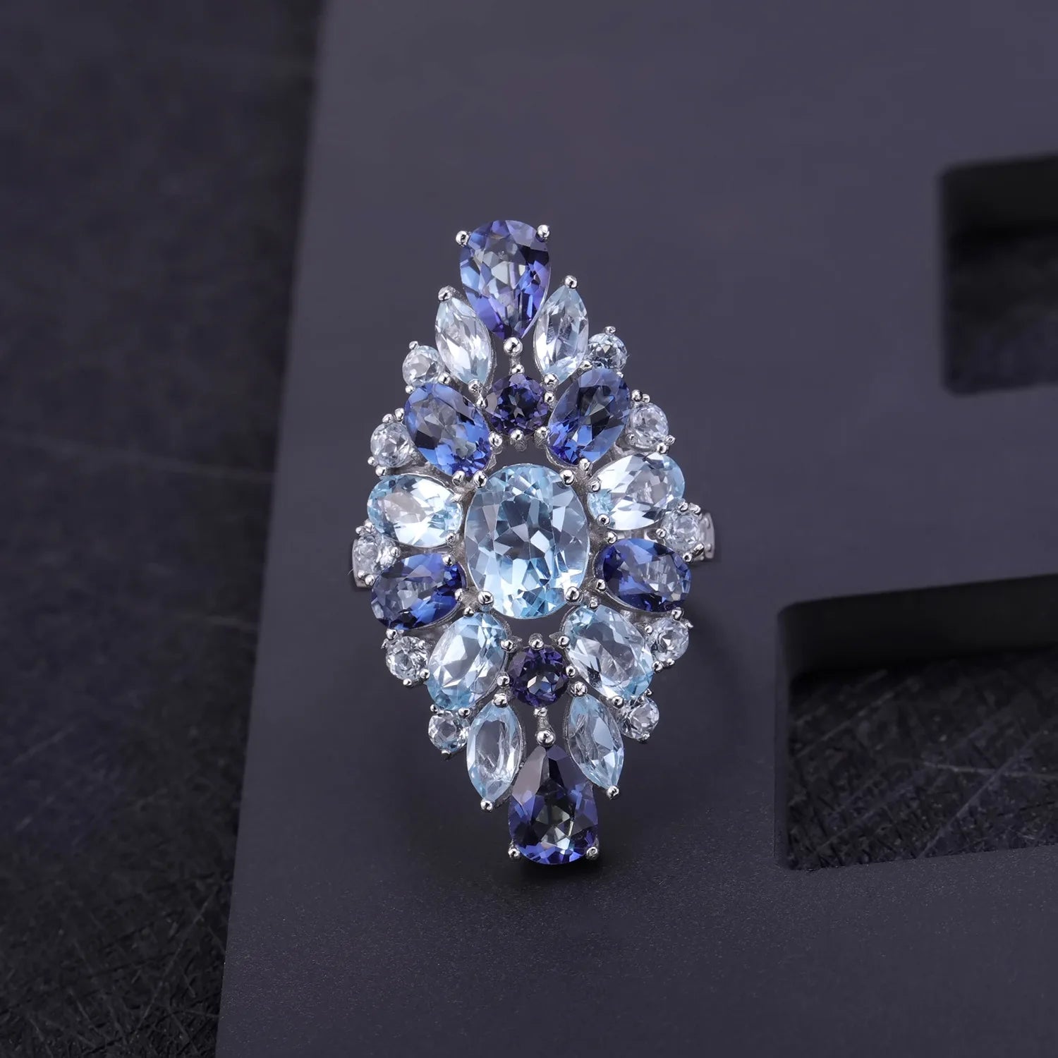 Italian Craft Natural Topaz Ring S925 Sterling Silver Gold Plated Luxury Romantic Design Engagement Jewelry Certified