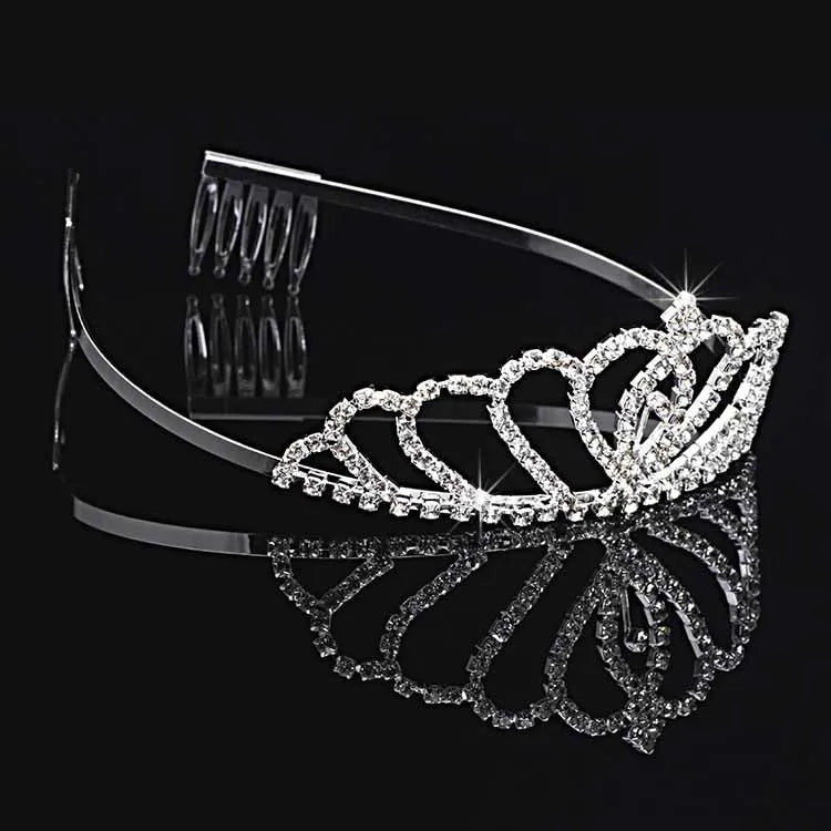 Wholesale Factory Price Top Seller Shinning Diamond Wedding Tiaras and Crown Rhinestone Girl Hair Accessories