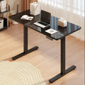 Tempered Glass Top Electric Standing Desk with Drawer 47x 23 Inches Height Adjustable Desk One Piece Ergonomic Home Office Desk