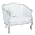 French Antique Linen  Upholstered Arm Chair Wooden Luis Wedding  Love Sofa Chair