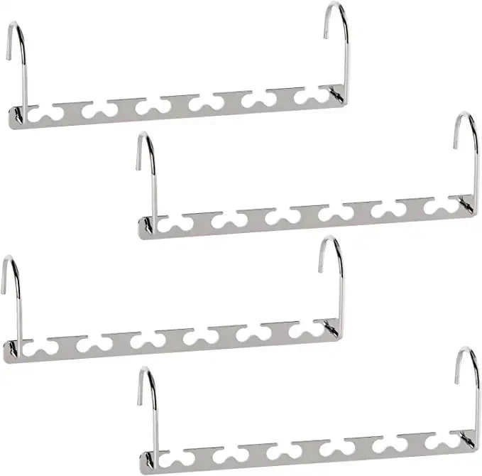 Multifunction Smart Space Metal Clothes Hangers 6 Holes Space Saving Storage for Heavy Clothes Silver Metal Hanger for Wardrobe