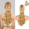 22-Inch Highlight Blonde Heat Resistant Synthetic Ponytail Hairpiece Thick Curly Fake Extensions for Women and Girls