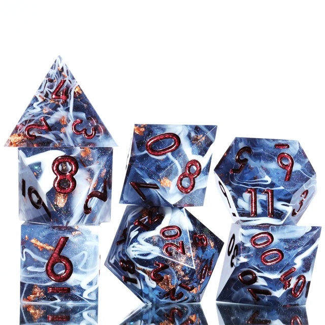 MINI PLANET Custom Dnd Dice Resin  DND Sharp Handmade  7pcs Dice  Set Polyhedral  Board Game  RPG Dragon and Dungeon Dice Set