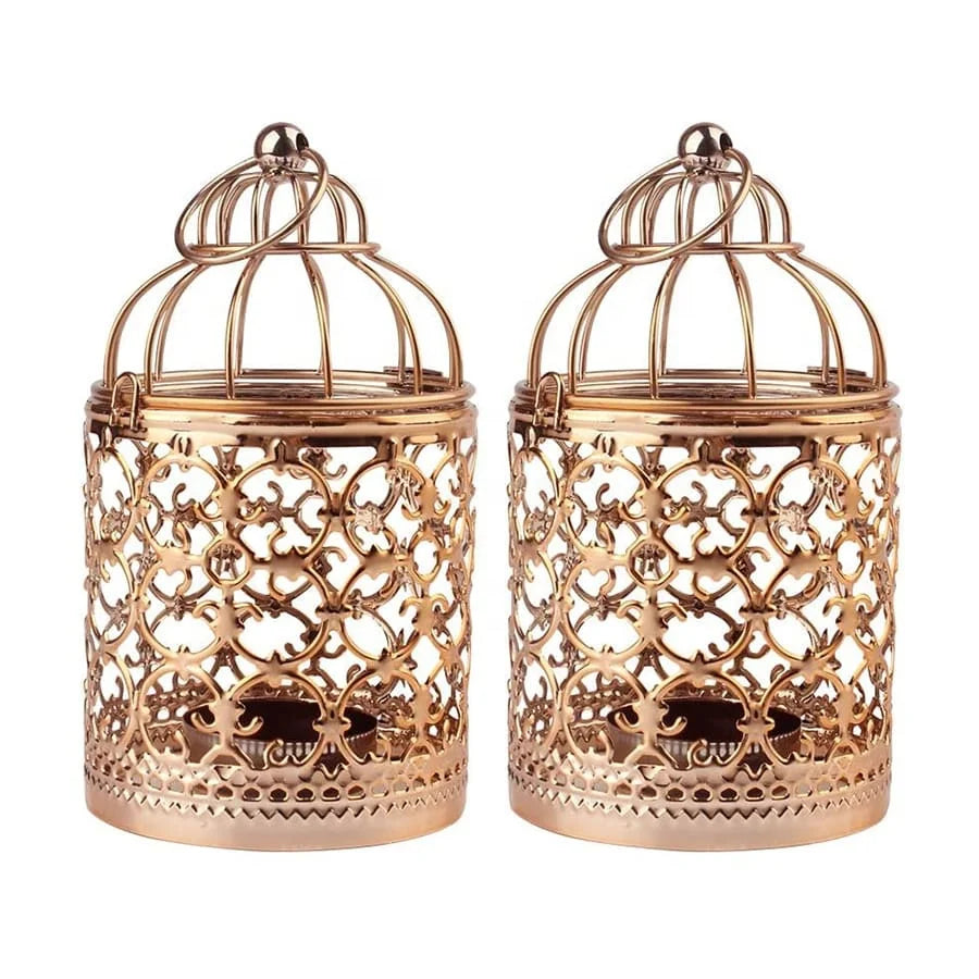 Small Vintage Birdcage Style Iron Tealight Lantern Home Decorative Candle Holder for Christmas Table Decoration