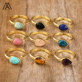 Teardrop Crystal Rings Trendy Jewelry Healing Natural Stone Lapis Tiger Eye Drop Open Finger Ring