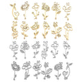 12 Styles Stainless Steel Flowers Charms Connection for Bracelets DIY Jewelry Making Supplies Jewelry Connector Bulk W433