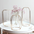 Hot Sell Nordic Creative Golden Hydroponic Plant Holder Iron Ornament Home Decoration Flower Glass Vase Decor