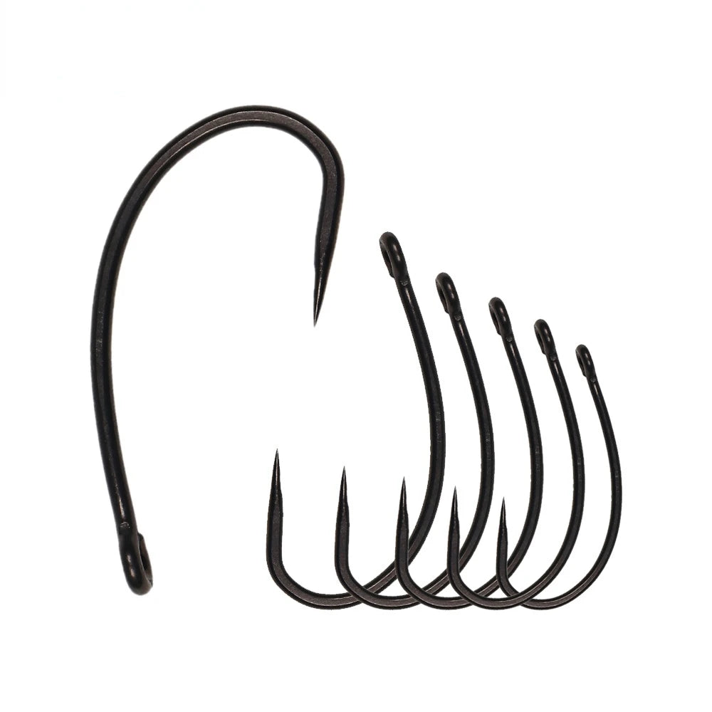 Barbless Carp Fishing Hook Circle Curve Shank Carp Hooks Hair Rigs Non-barb Fish Hook Size 2# 4# 6# 8# 10# Wholesale