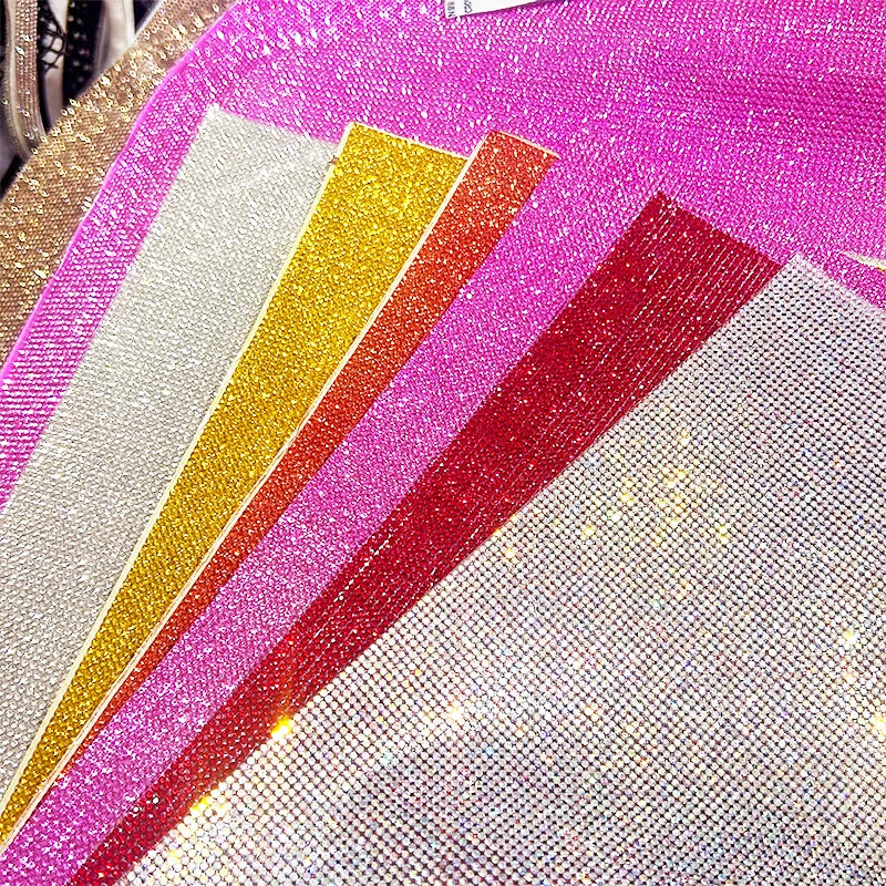 Wholesale SS6 40*24cm Multicolor Self Adhesive and Hotfix Glass Rhinestone Sheet for DIY Dress Jewelry Crafts