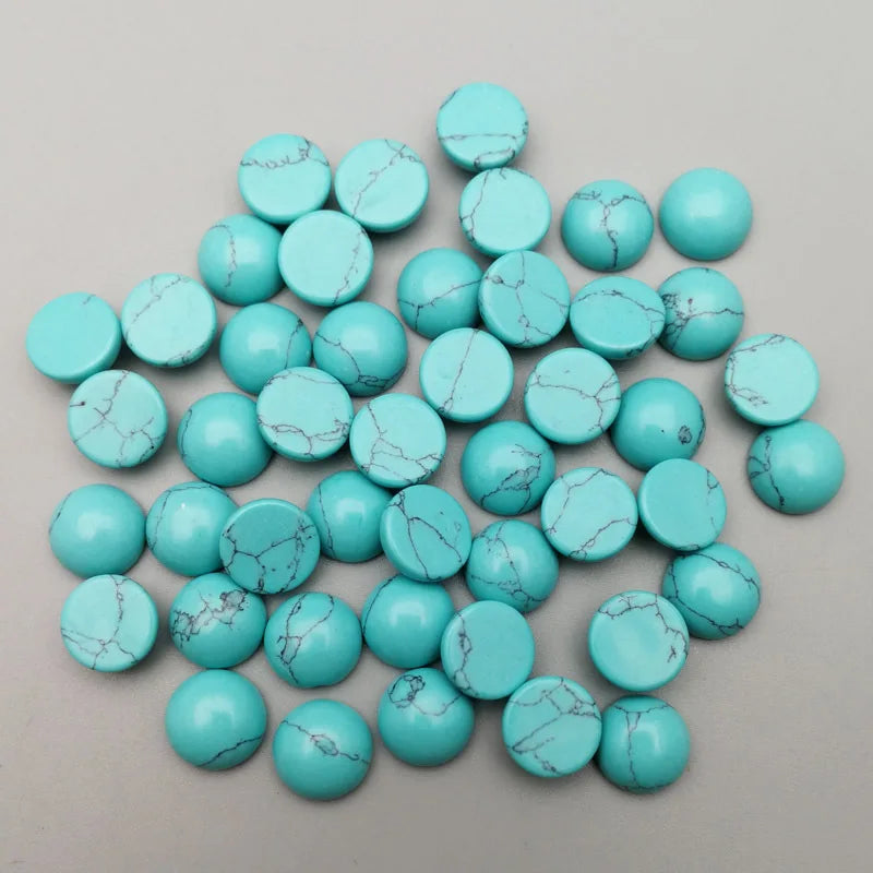 HZ Natural Blue Turquoise Cabochons Loose Gemstones Folk Crafts Crafts