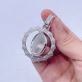 Sterling Silver 925 Double Side Moissanite Diamond Frame Memory Iced Out Picture Photo Pendant