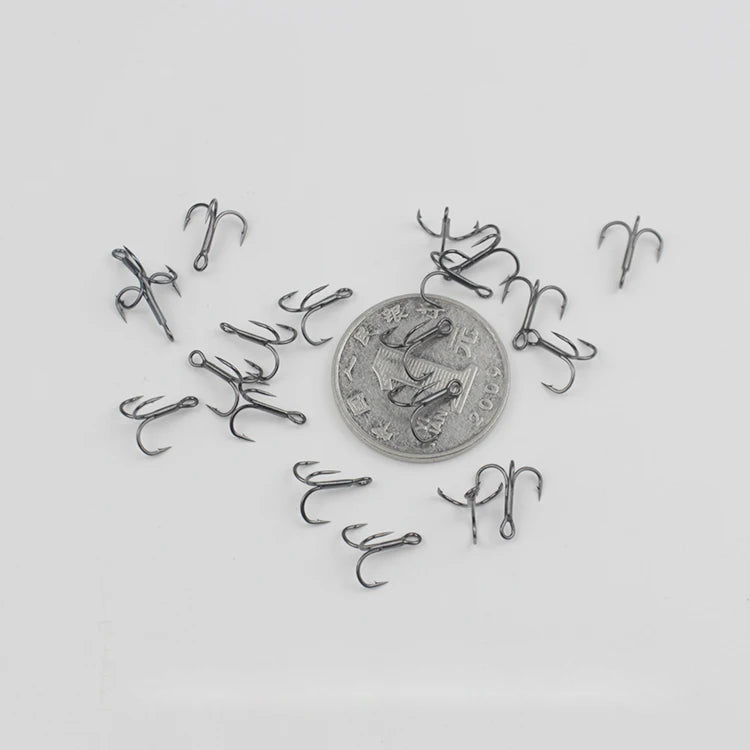 DORISEA High Carbon Steel Mini Lure Treble Hook 100pcs/pack Micro Small Origin Sharp for Trout and Shark for Stream Position