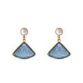 Korean Version Simple Fan-Shaped Cat Eye Stone Earrings Wholesale Fashion 925 Silver Needle Water Droplet Personality Earrings