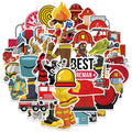 50PCS Cartoon fire trucks educational stickers for kids japanese fire trucks funny sticker