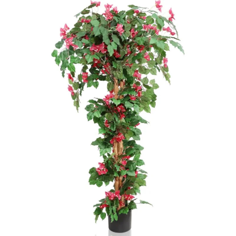 Artificial Bougainvillea Tree with Flower Tall Blooming Tree in Plastic Pot for Front Porch Home Office Garden Party Decoration