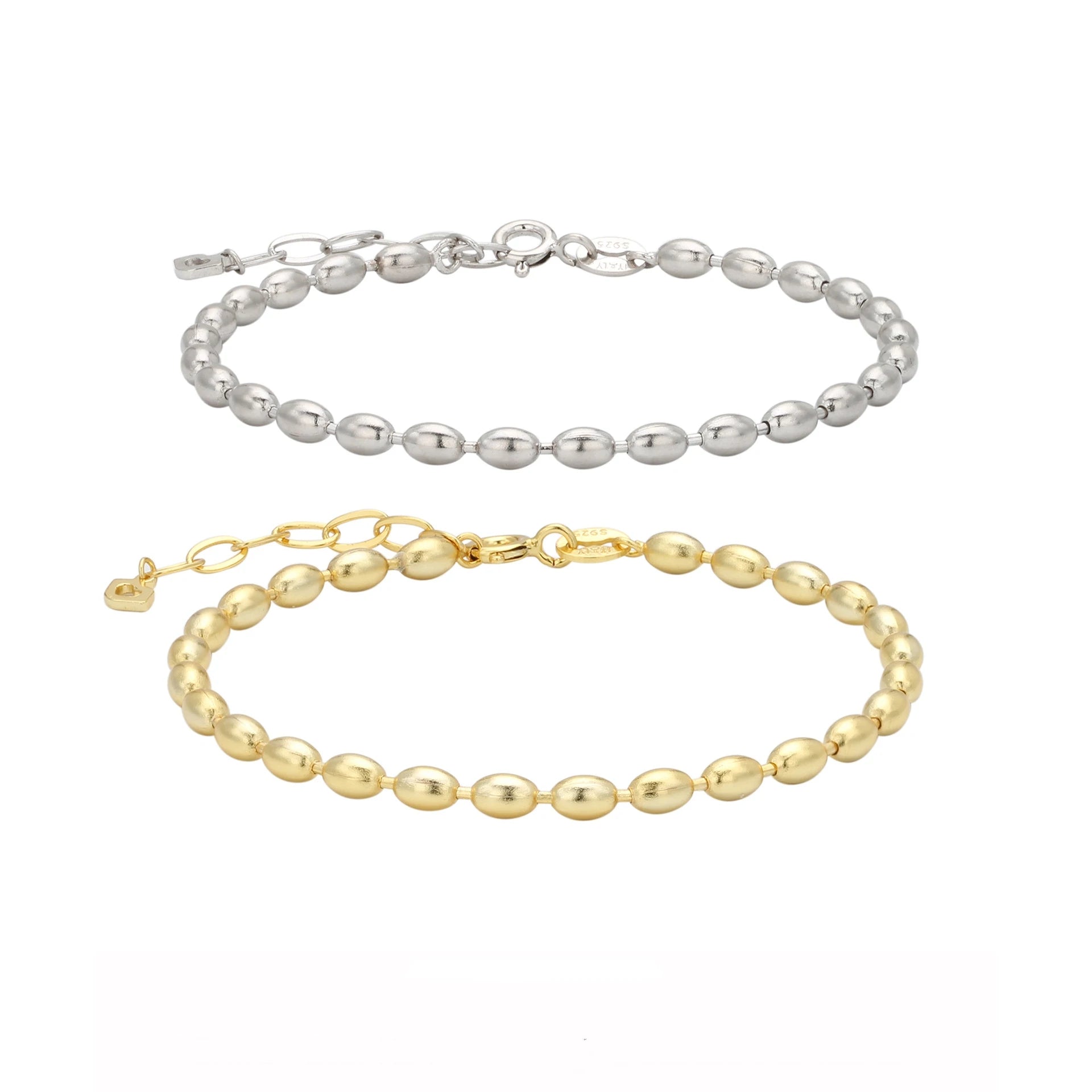 Newly Minimalist 925 Sterling Silver Daily Wear Jewelry Bead Chain Bracelet for Women Girls