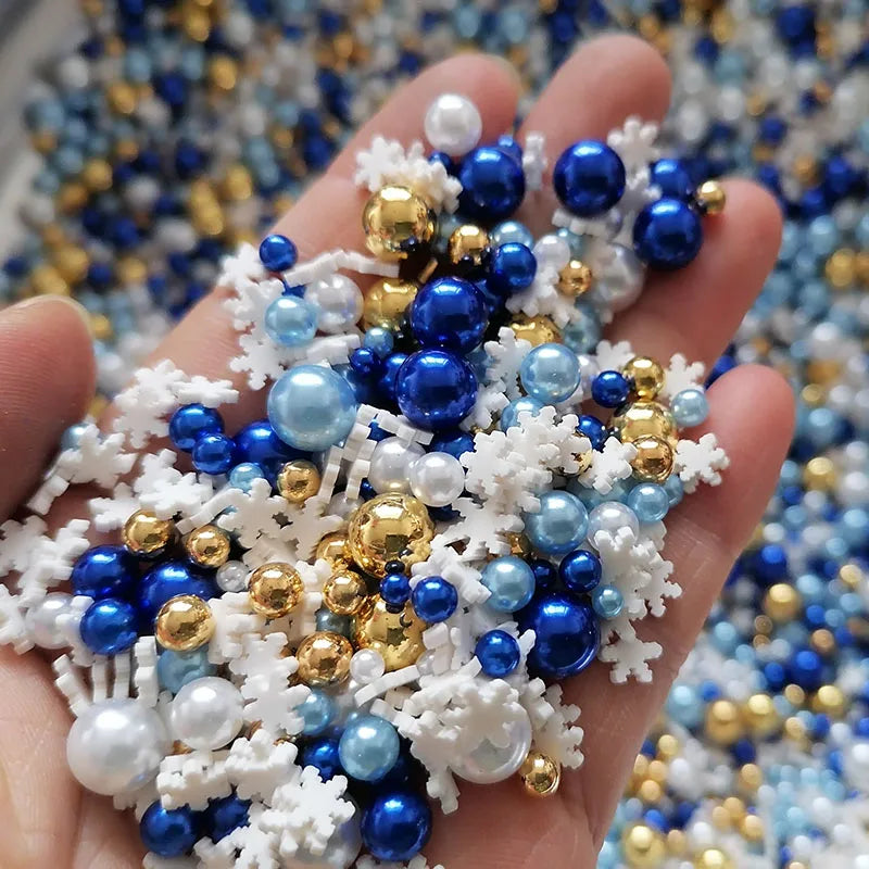 1kg DIY Craft Slime Sprinkles Acrylic Imitation Pearl Beads Christmas Snowflake Mix Polymer Clay Sprinkles Slices