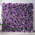 A07 Custom 8ft X 8ft Wed Purple Fake Silk Rose Flower Wall Panel 3D Roll up Artificial Flower Wall Backdrop for Wedding Decor